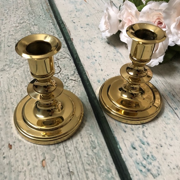 Vtg Baldwin candlestick holders brass gold USA